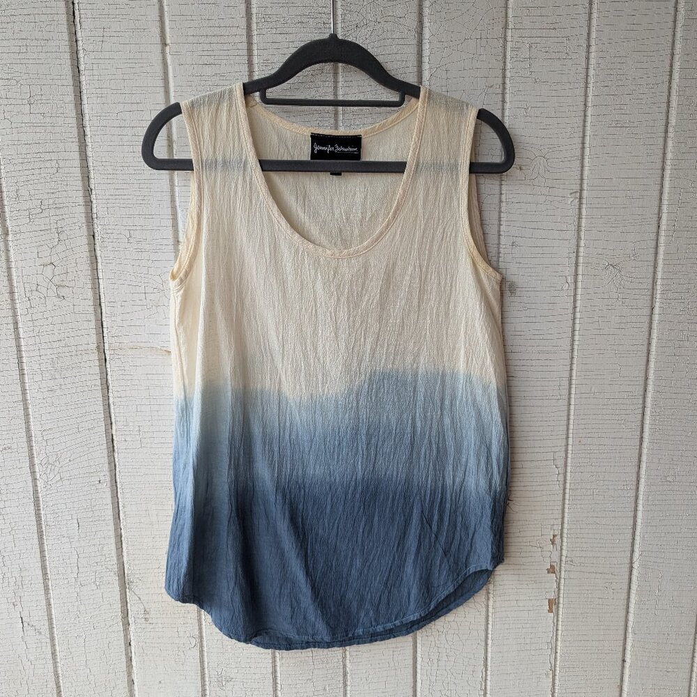 Blue and Cream Ombre Sleeveless Blouse - Picture 2 of 4